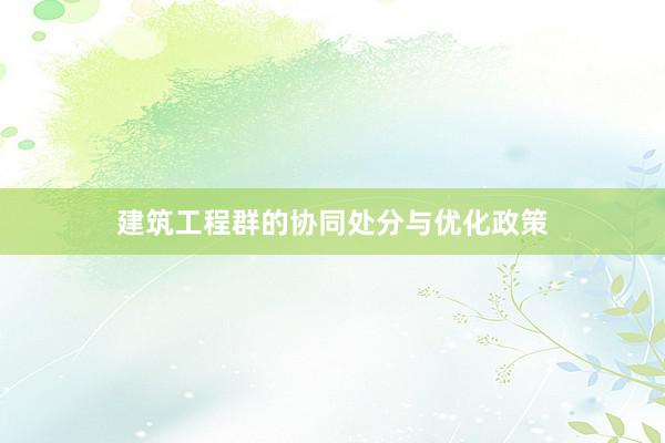 建筑工程群的协同处分与优化政策